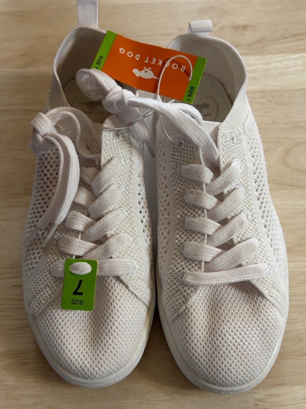 Rocket Dog Women's White Knit Lace-Up Sneakers